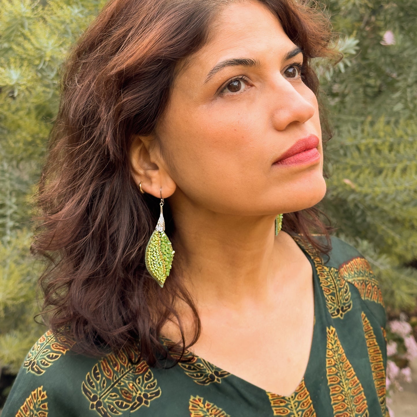 SUN Moss Hand Embroidered Earrings