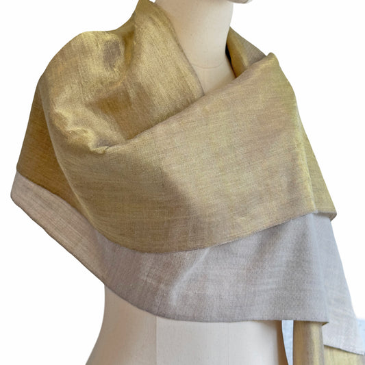 Pashmina Natural Taupe Gold Shimmer Reversible Wrap