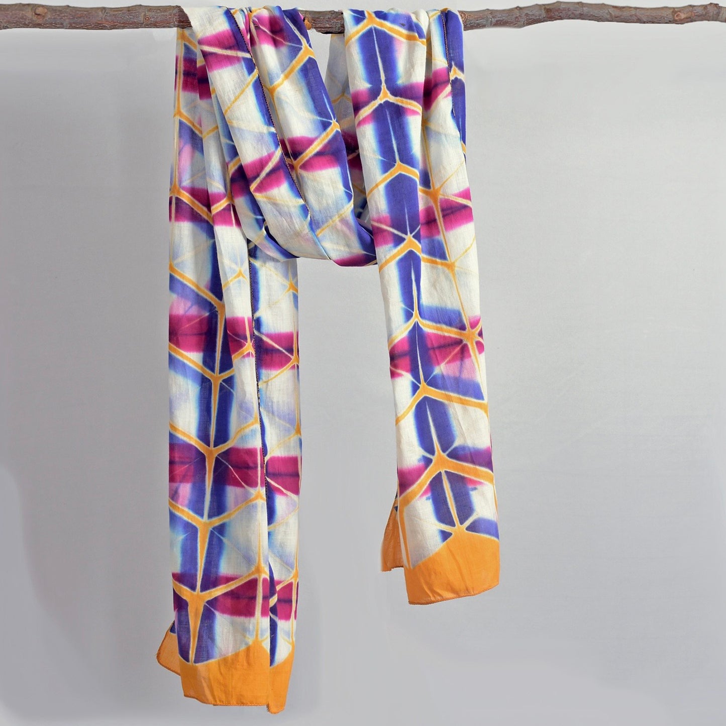 Clamp Tie Dye Bird of Paradise Cotton Scarf