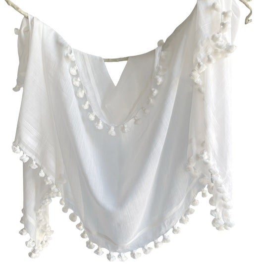 Cotton Silk Undyed White WOVEN MIST Natural Dye Handwoven Scarf