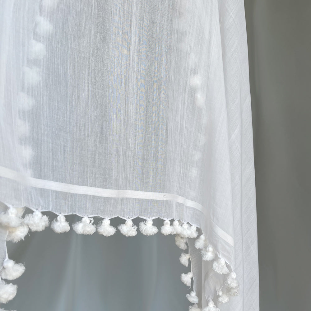 Cotton Silk Undyed White WOVEN MIST Natural Dye Handwoven Scarf