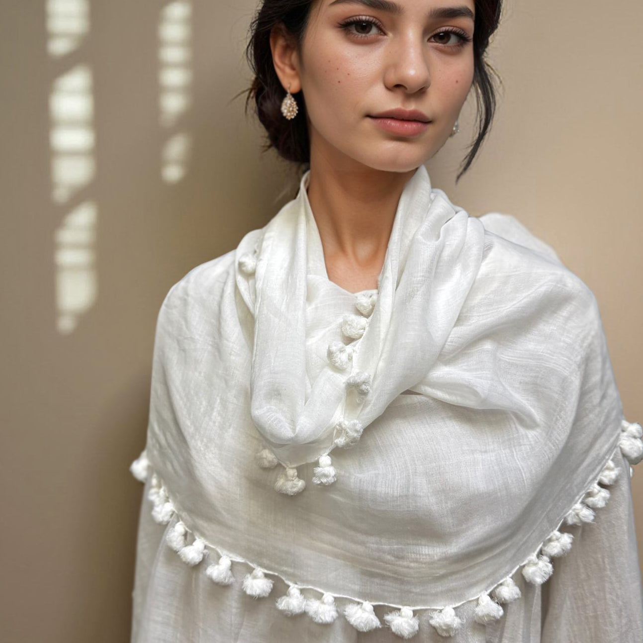Cotton Silk Rust Brown WOVEN MIST Natural Dye Handwoven Scarf