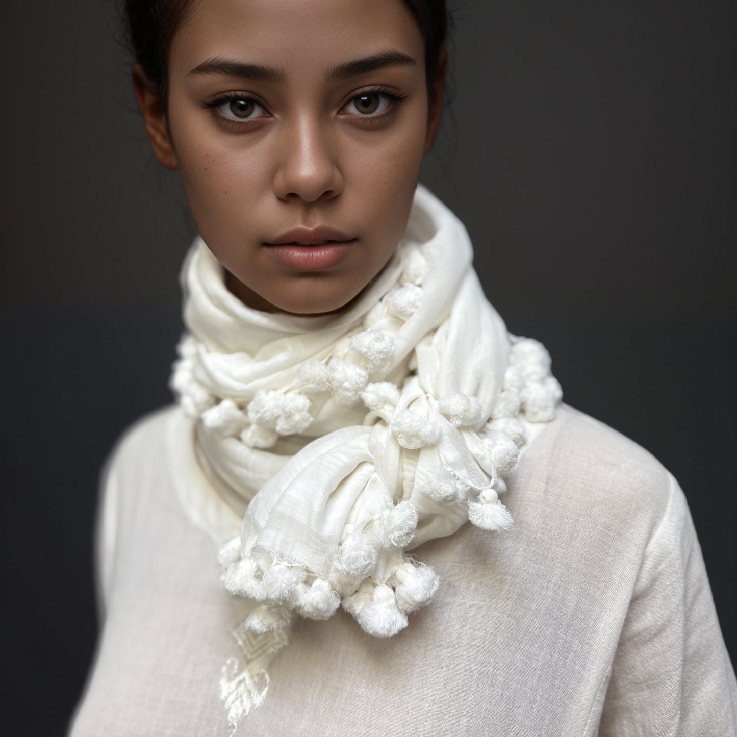 Cotton Silk Rust Brown WOVEN MIST Natural Dye Handwoven Scarf