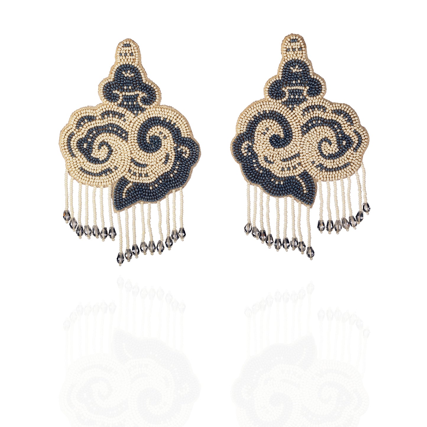 CLOUD Hand Embroidered Bead Earrings