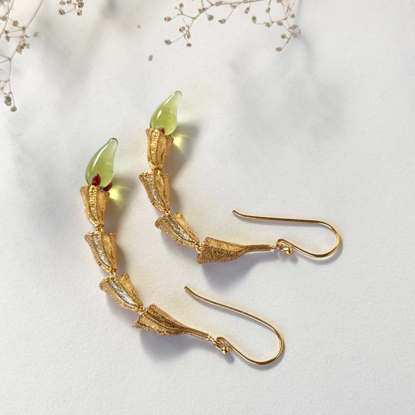 Gold Plated MIRCHI CHILI Pod Chain Earrings