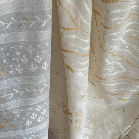 Jamdani Zigzag Jaal Cotton Sari
