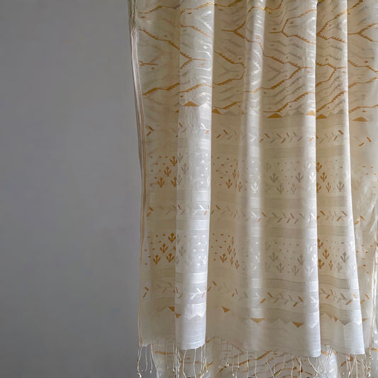 Jamdani Zigzag Jaal Cotton Sari