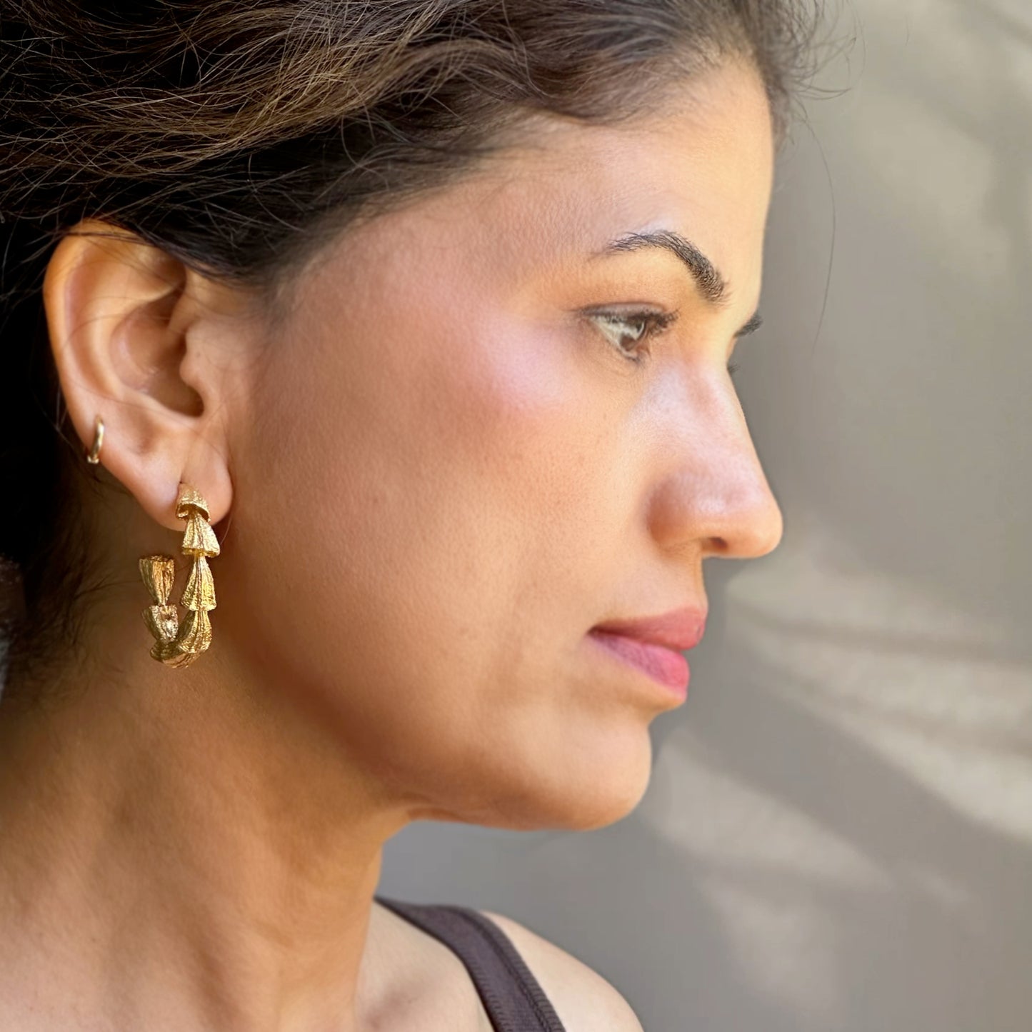 Gold Plated AMMIL Pod Hoop Earrings