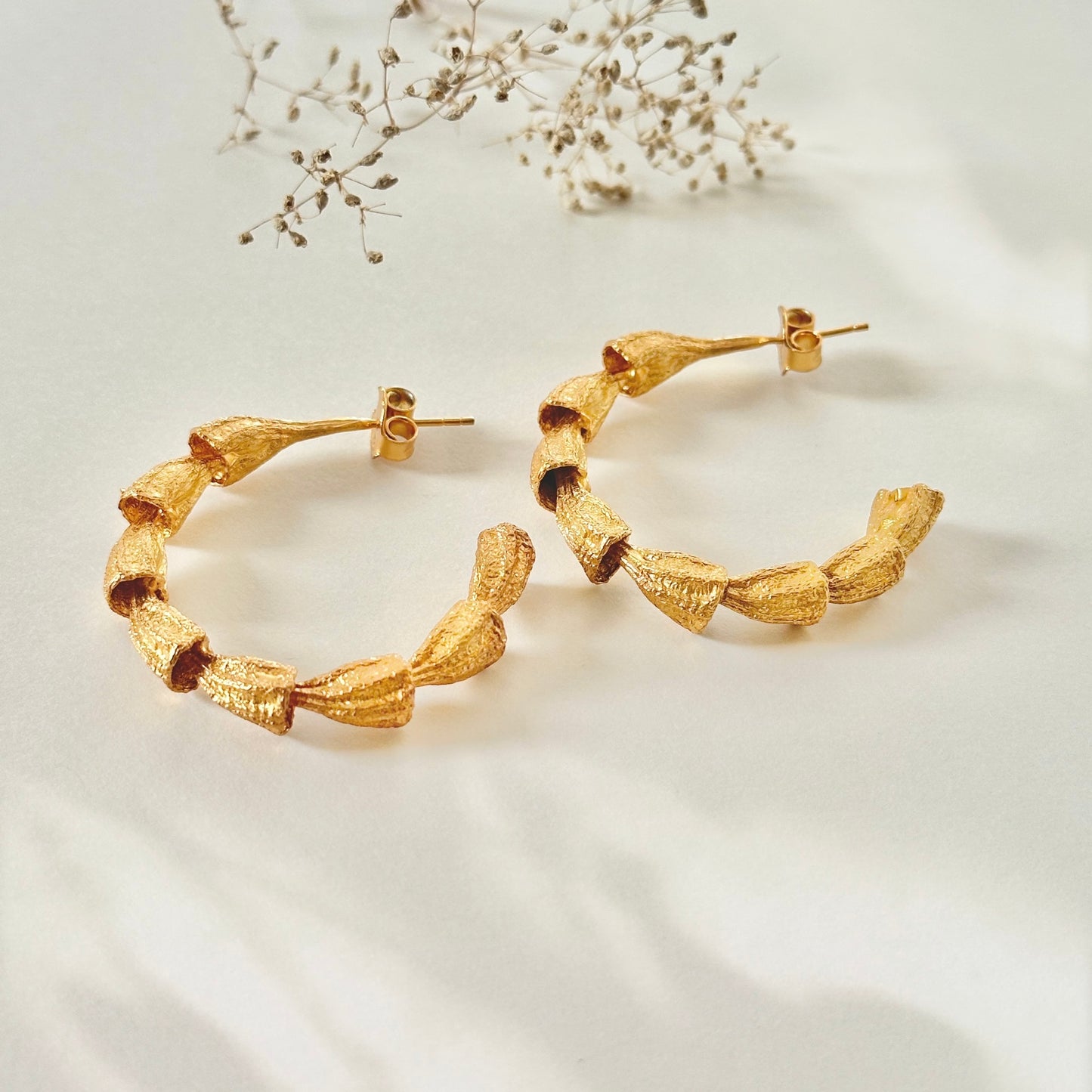 Gold Plated AMMIL Pod Hoop Earrings