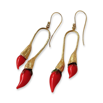 Gold Plated MIRCHI CHILI Pod Earrings