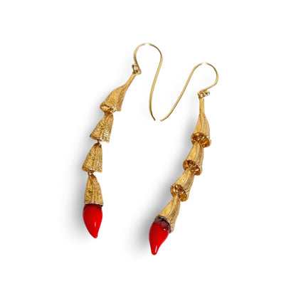 Gold Plated MIRCHI CHILI Pod Chain Earrings