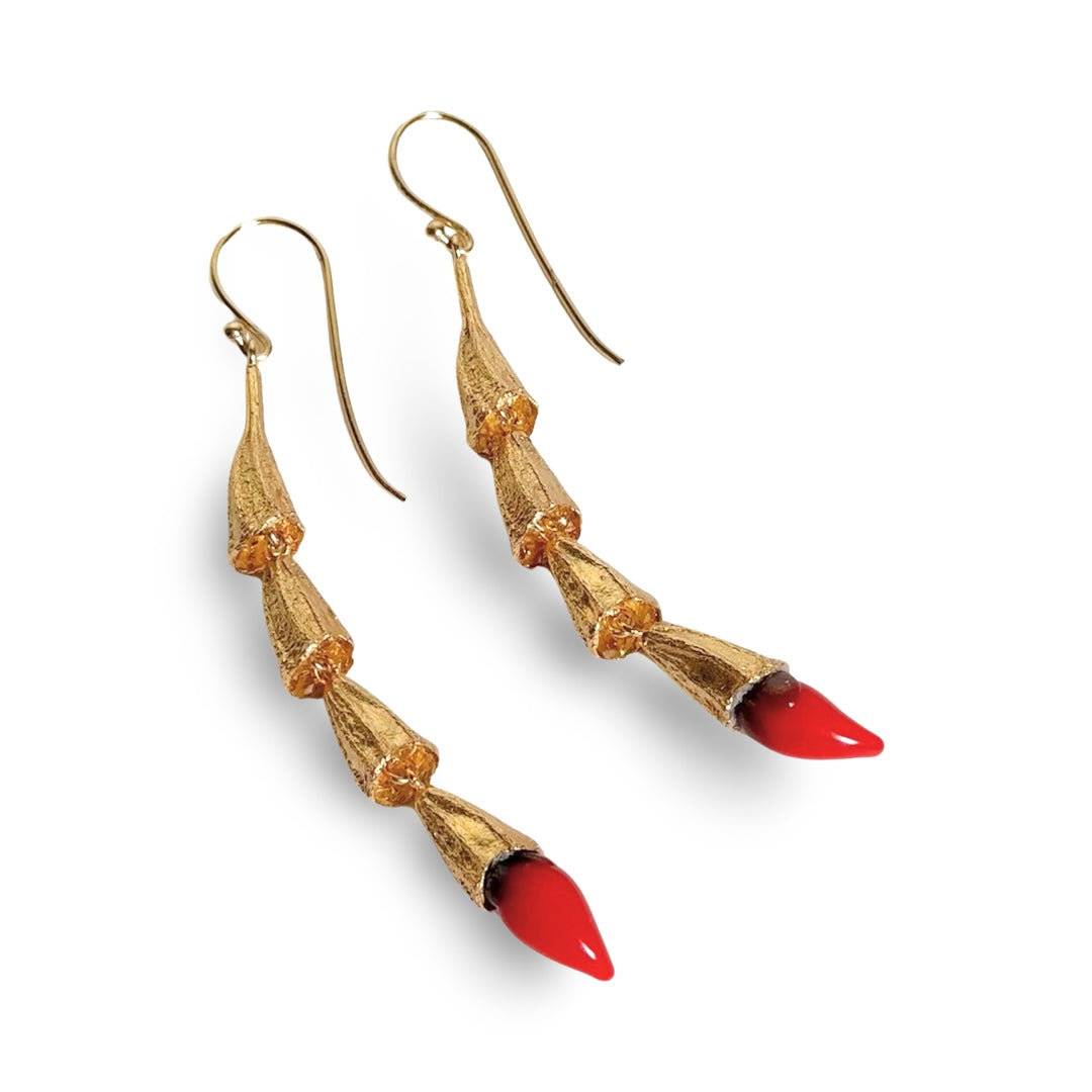 Gold Plated MIRCHI CHILI Pod Chain Earrings