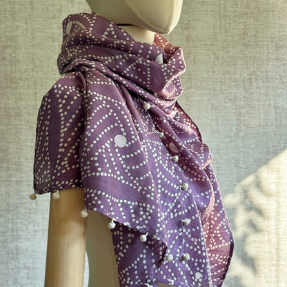 DEWBERRY Batik Hand Block Printed Mulberry Silk Scarf