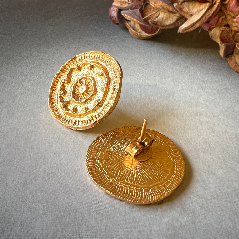 Gold Plated BEEJ MANDALA Post Earrings