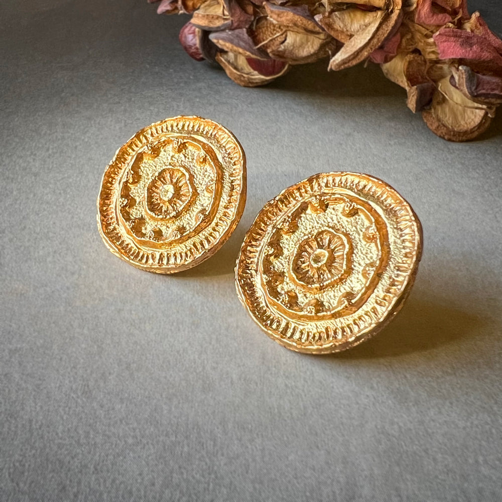 Gold Plated BEEJ MANDALA Post Earrings