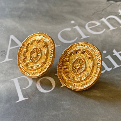 Gold Plated BEEJ MANDALA Post Earrings