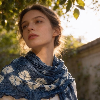 CASPIAN Tie Dye Natural Indigo Handwoven Scarf