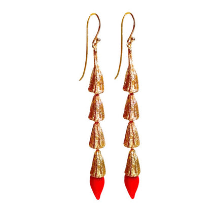 Gold Plated MIRCHI CHILI Pod Chain Earrings