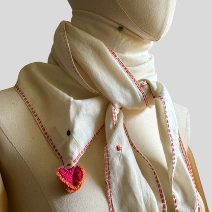 Trigonal Handwoven White Scarf