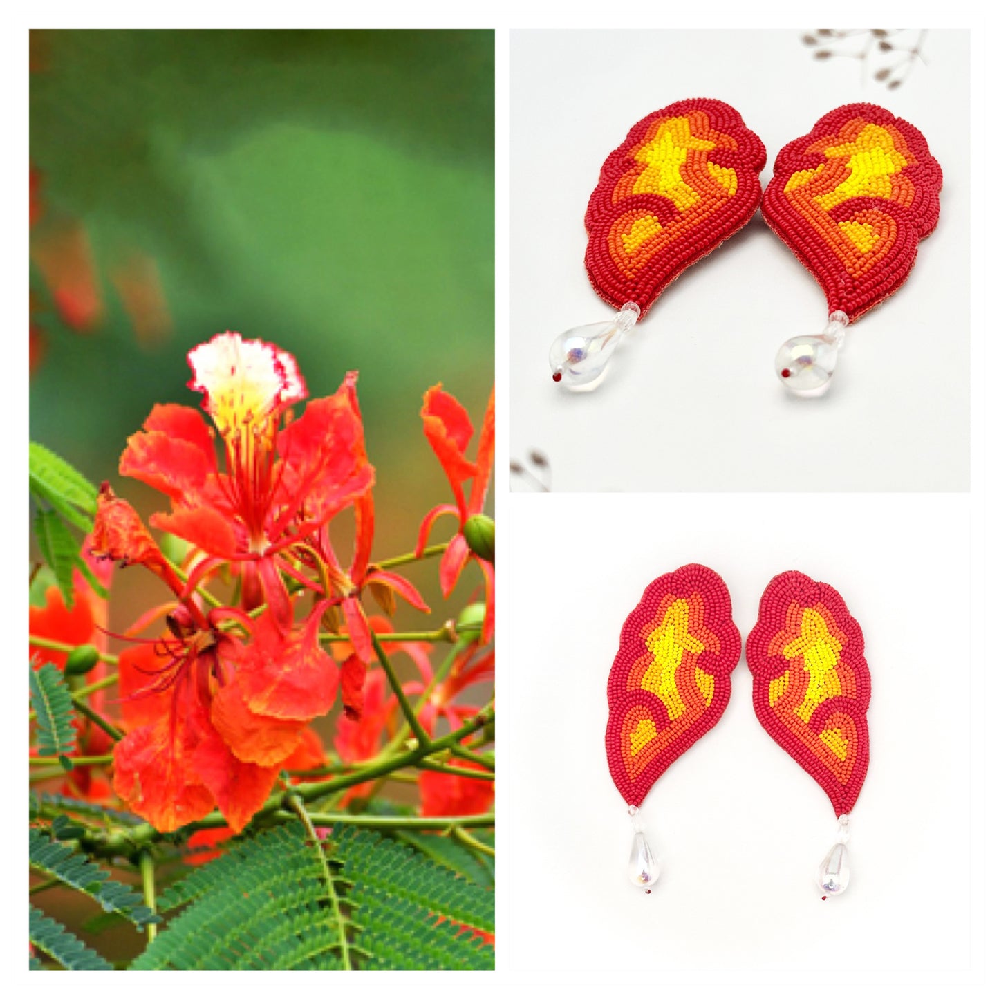 FLAME Flower Hand Embroidered Earrings