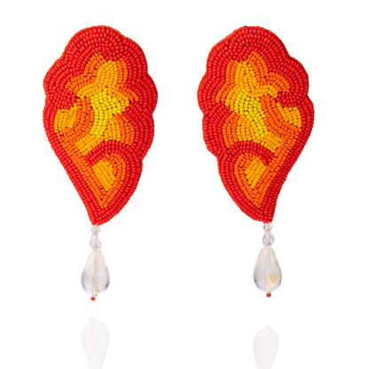 FLAME Flower Hand Embroidered Earrings