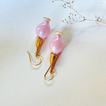 GEMMA Pink Pod Dangle Earrings