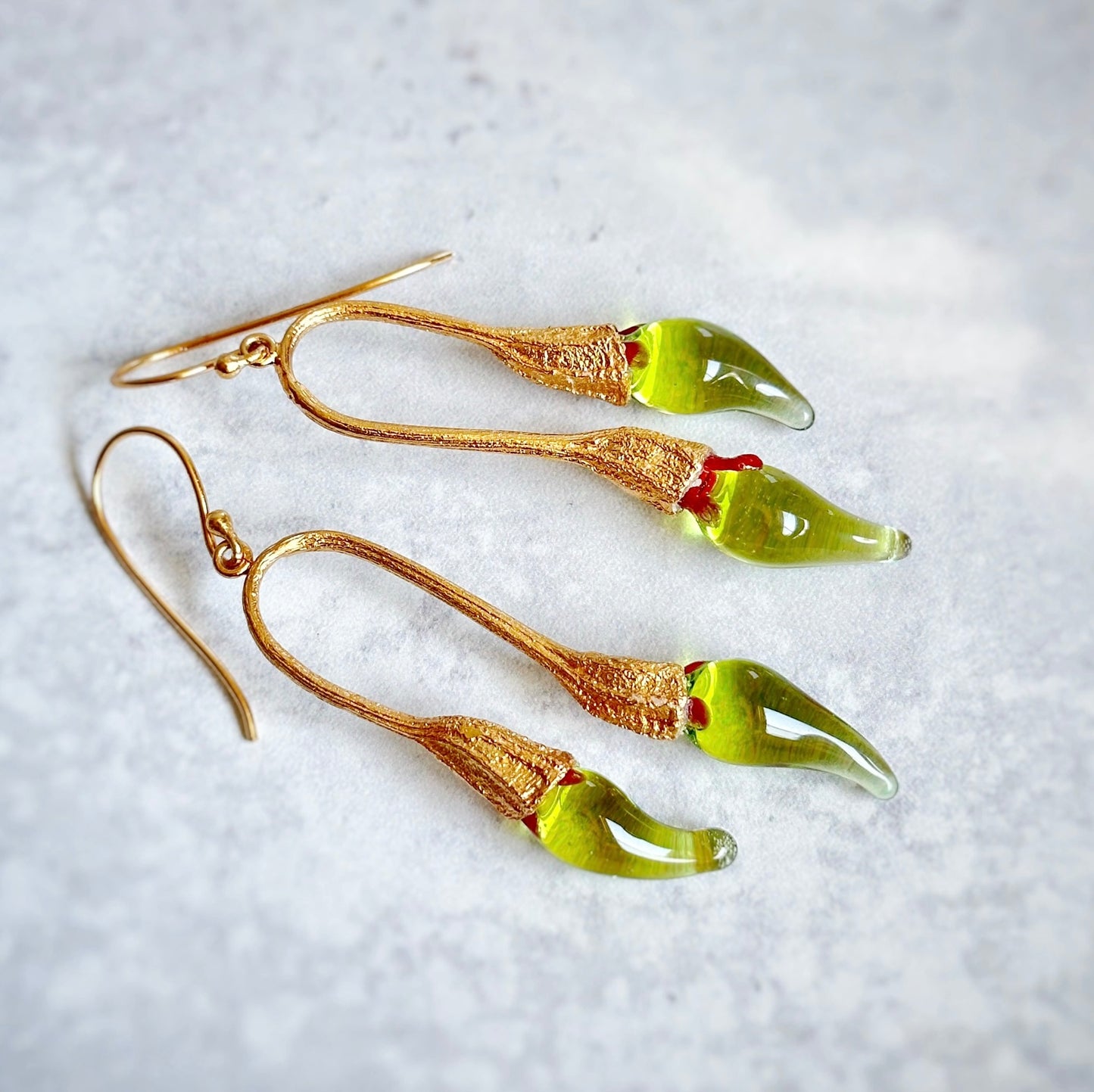 Gold Plated MIRCHI CHILI Pod Earrings