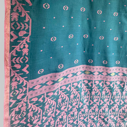 IRIA Jamdani Indigo Cotton Sari