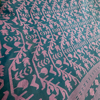 IRIA Jamdani Indigo Cotton Sari