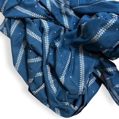 Jamdani BANSKIA Indigo Cotton Sari