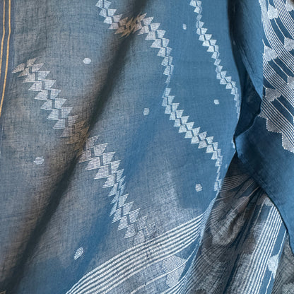 Jamdani BANSKIA Indigo Cotton Sari