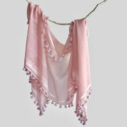 Cotton Silk Madder Pink WOVEN MIST Natural Dye Handwoven Scarf