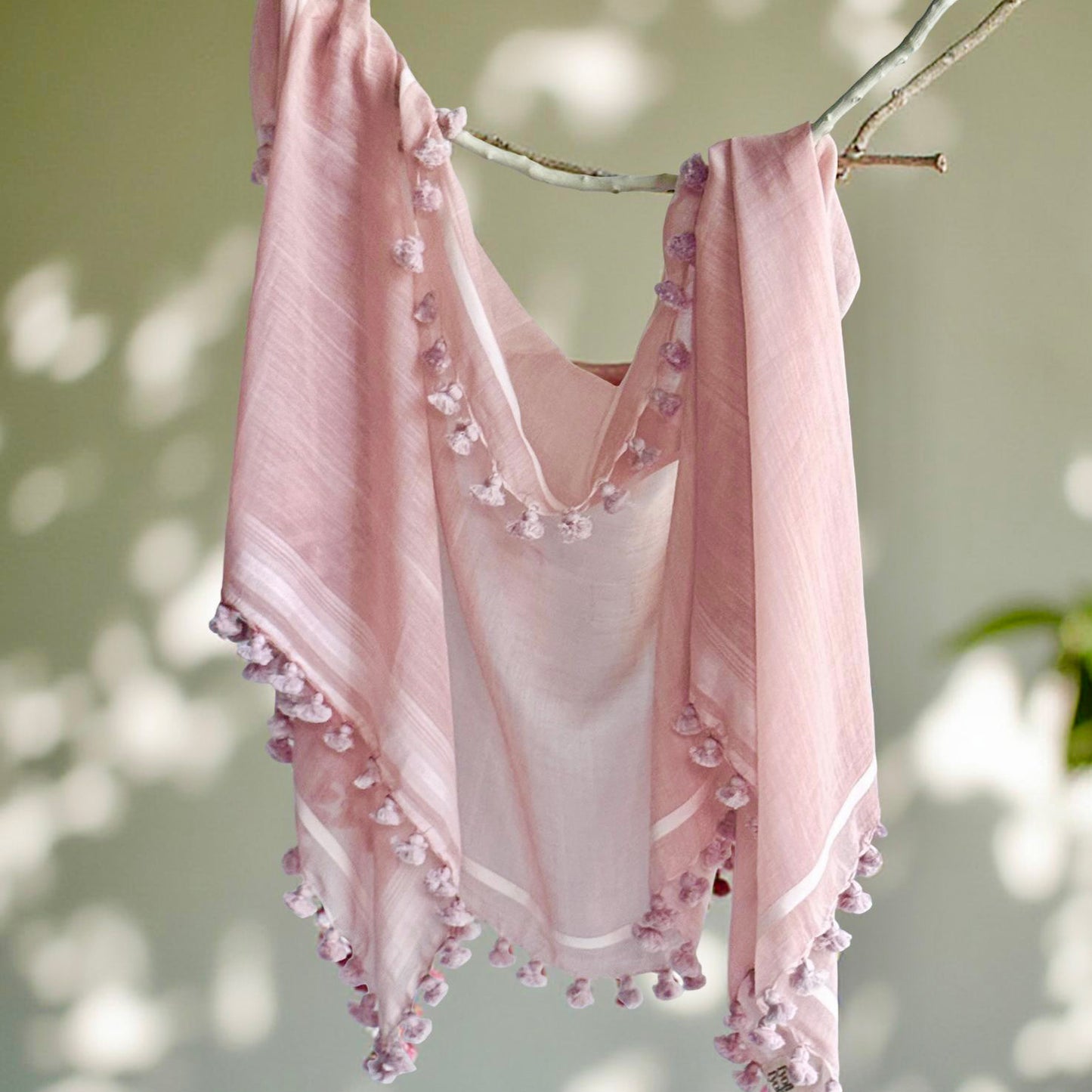 Cotton Silk Madder Pink WOVEN MIST Natural Dye Handwoven Scarf