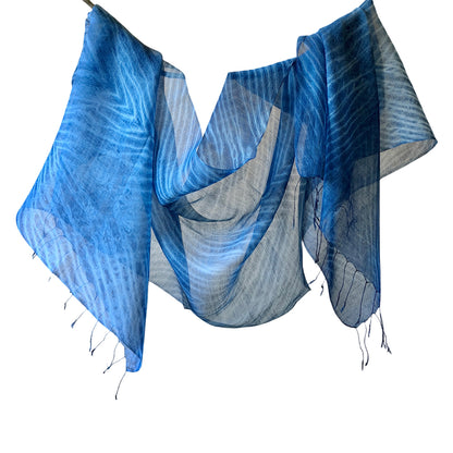 NEEL Silk Cotton Natural Indigo Shibori Stole