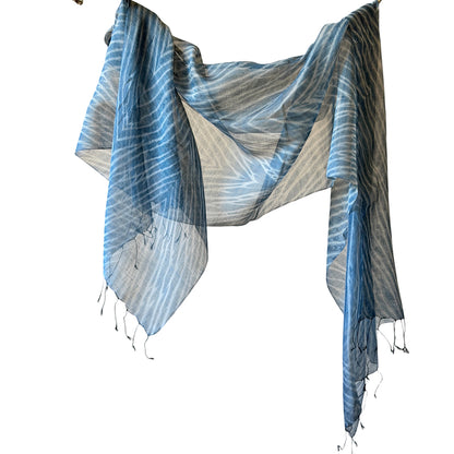 NEEL Silk Cotton Natural Indigo Shibori Stole