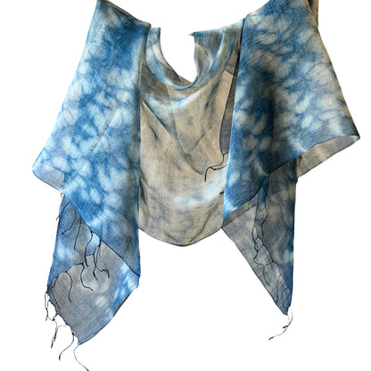 NEEL Silk Cotton Natural Indigo Shibori Stole