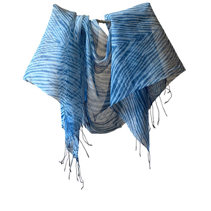 NEEL Silk Cotton Natural Indigo Shibori Stole