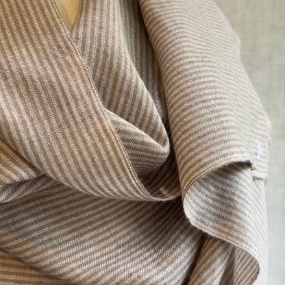 Pashmina Wool Natural Taupe and Brown Striped Wrap