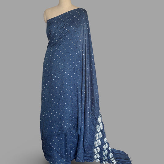 NEELA Tie Dye Handwoven Mulberry Silk Sari