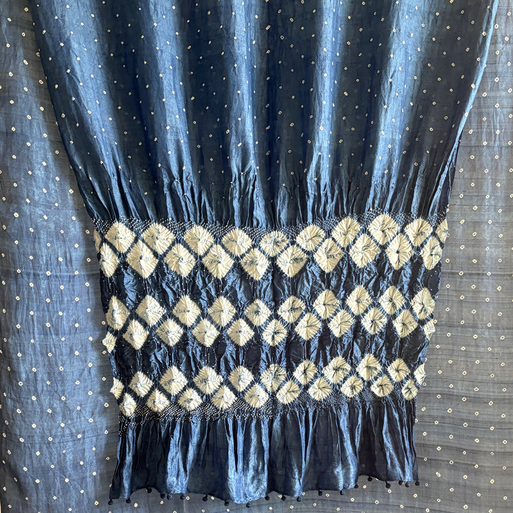 NEELA Tie Dye Handwoven Mulberry Silk Sari