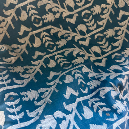 IRIA II Jamdani Blue Cotton Sari