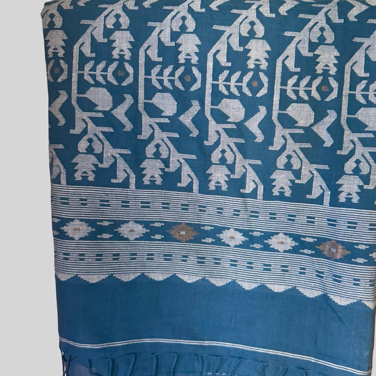 IRIA II Jamdani Blue Cotton Sari