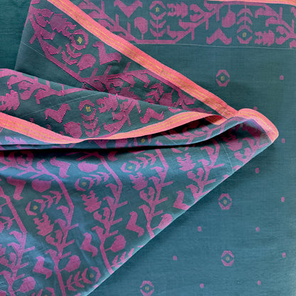 IRIA II Jamdani Blue Cotton Sari