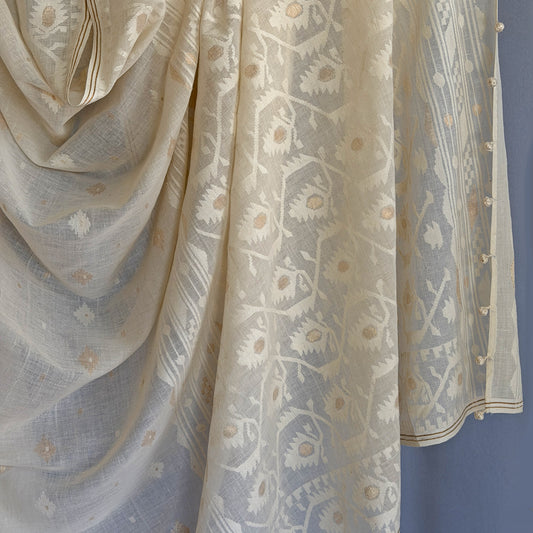 KOROLA Jamdani Handwoven Sari