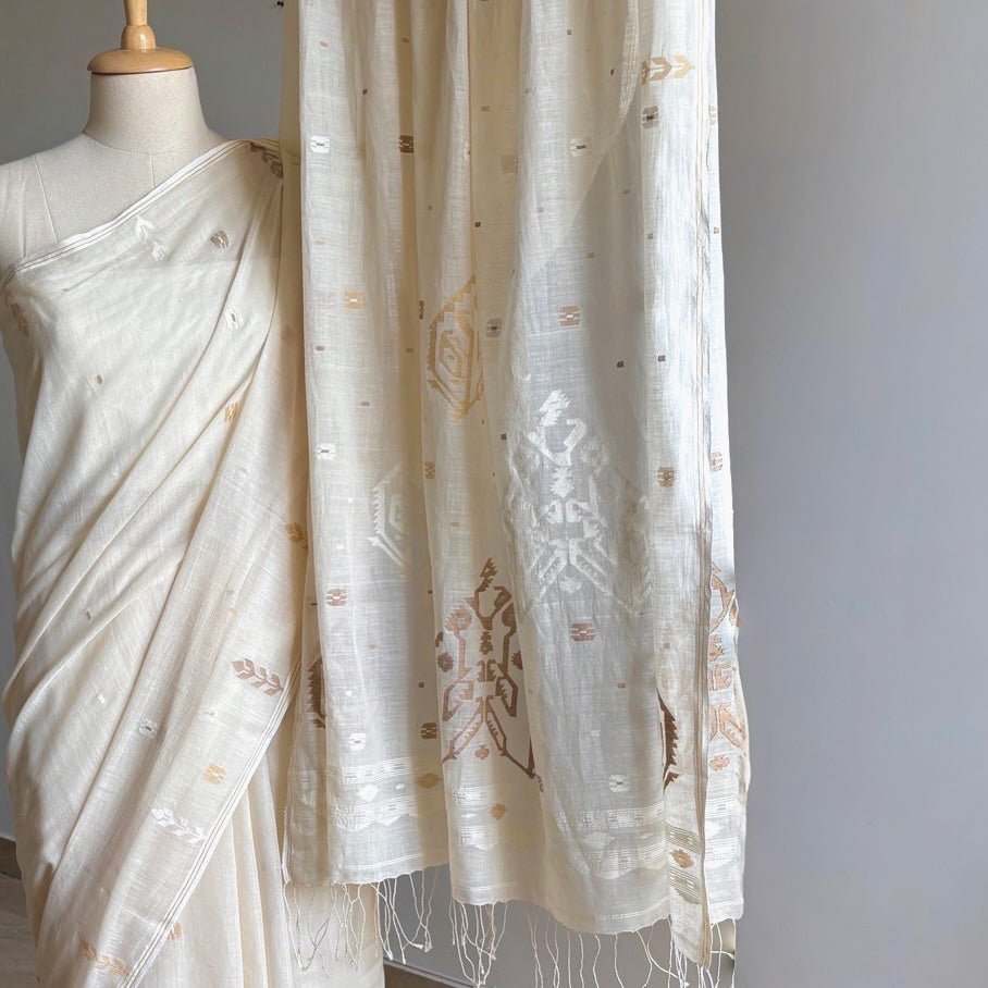 MALIKA Jamdani Handwoven Cotton Sari