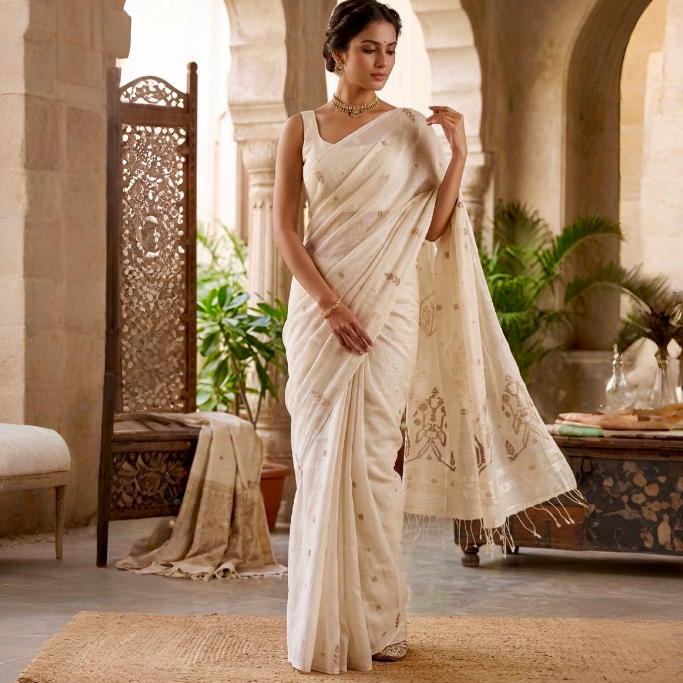 MALIKA Jamdani Handwoven Cotton Sari