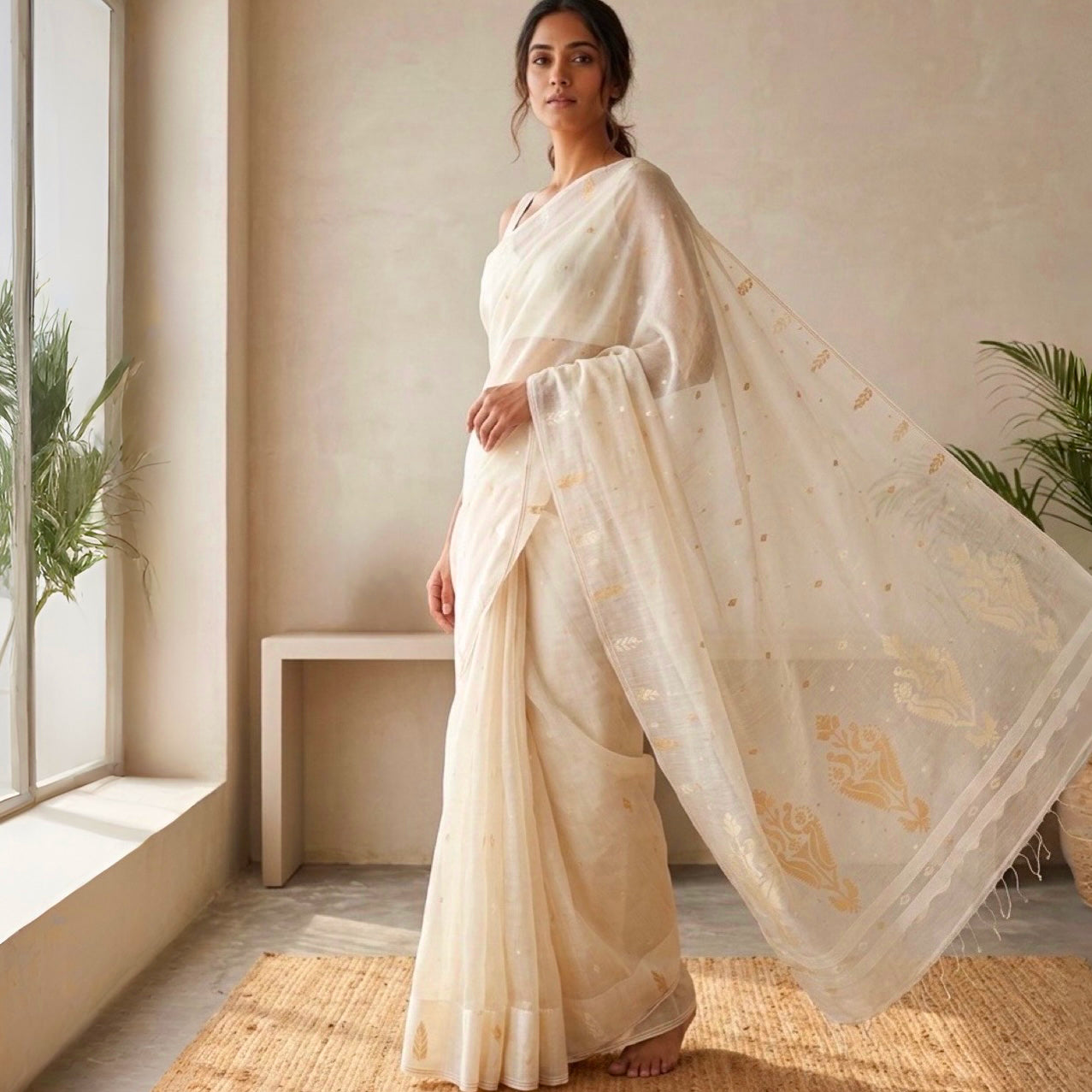 MANJARI Jamdani Handwoven Cotton Sari