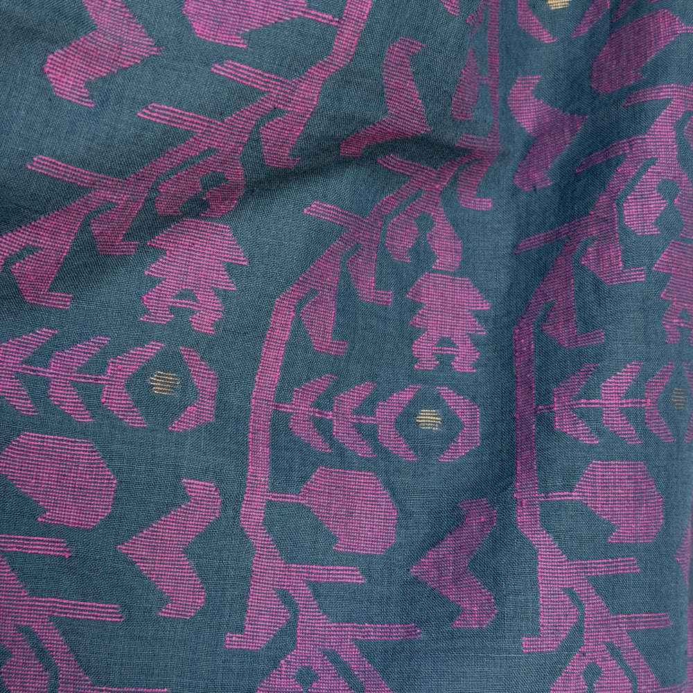 IRIA II Jamdani Blue Cotton Sari