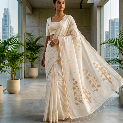 TARU Jamdani Handwoven Cotton Sari