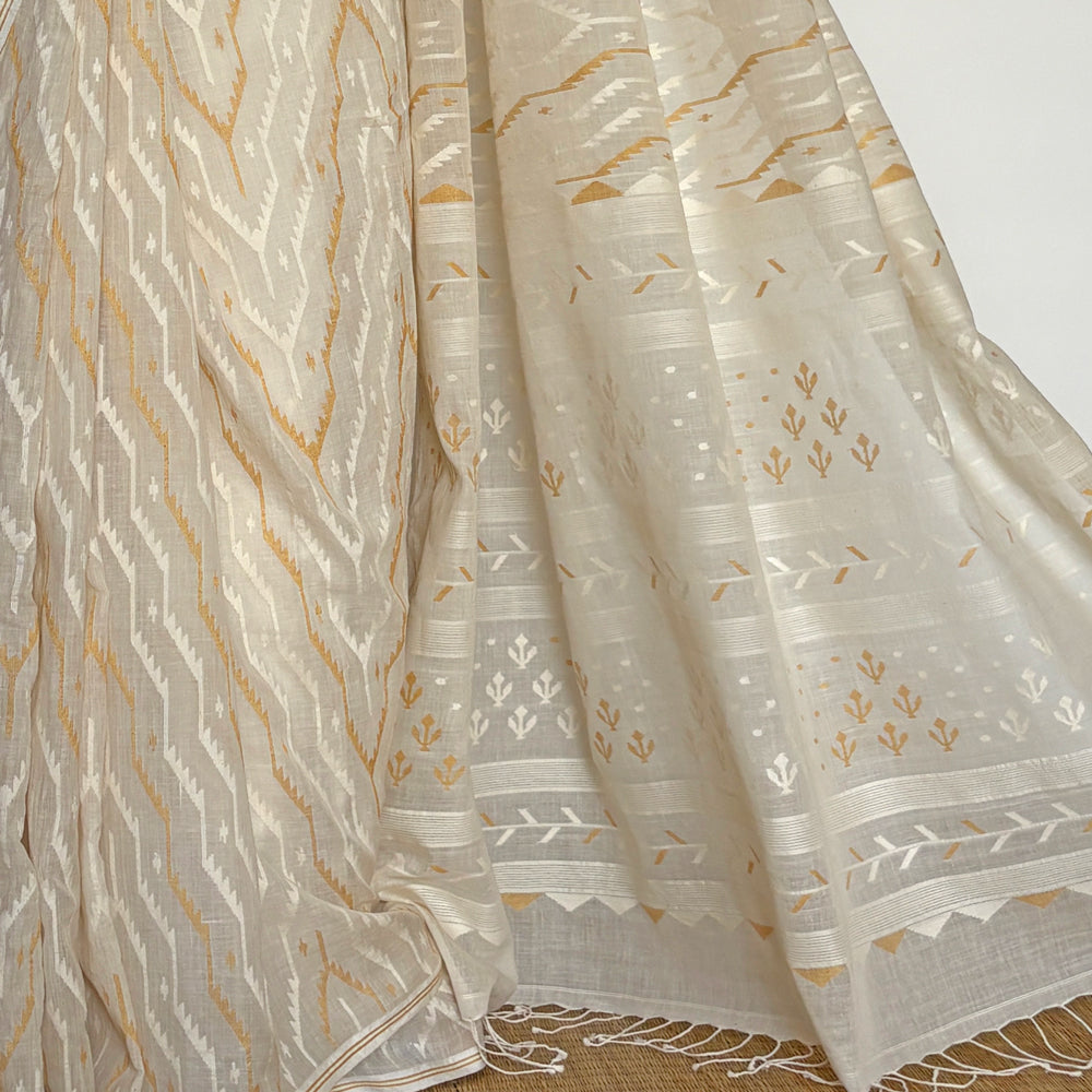 Jamdani ZIGZAG JAAL Cotton Sari